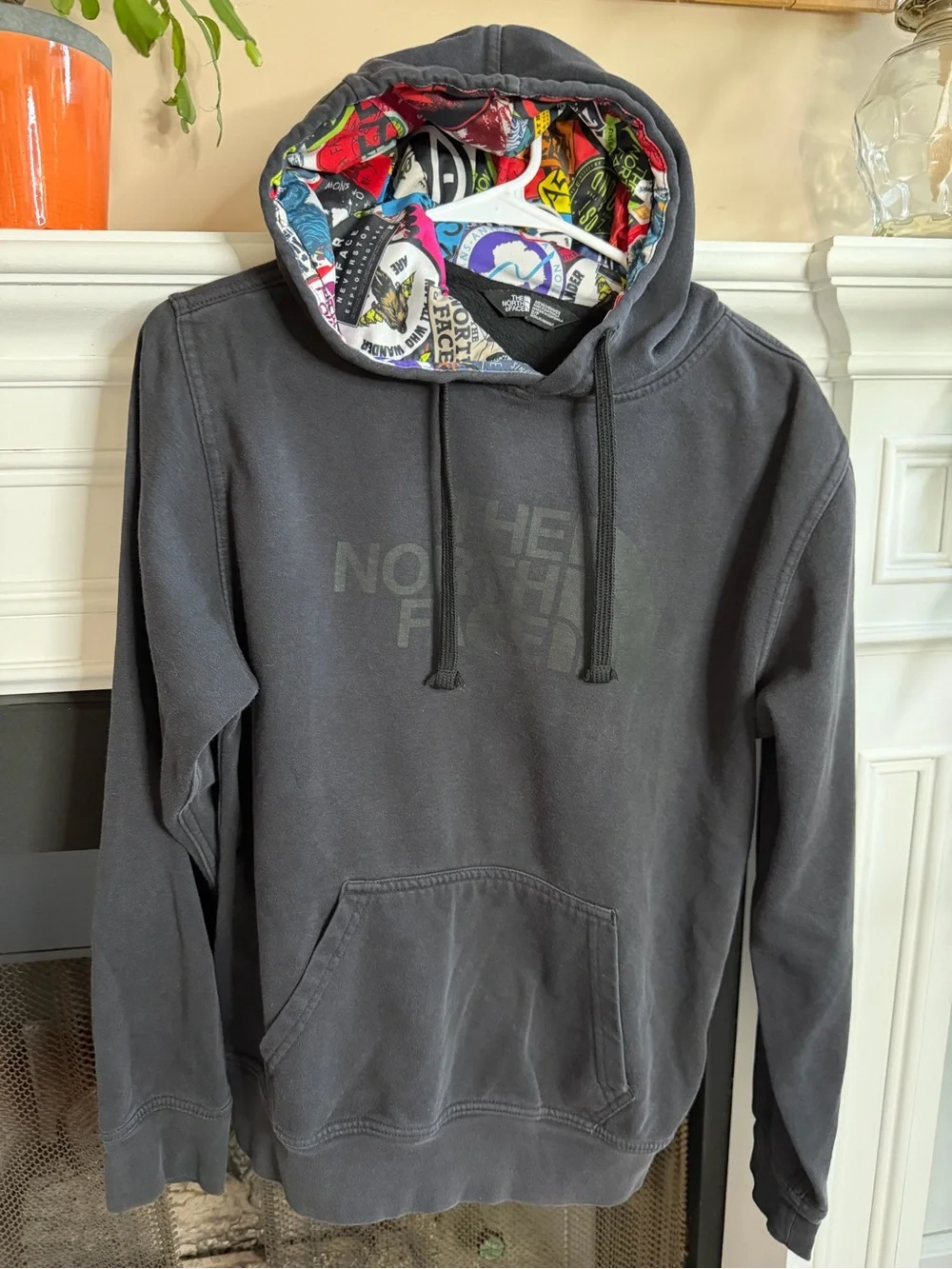 The North Face Mens Small Black Hoodie Rare National Park Sticker Bomb Hood S